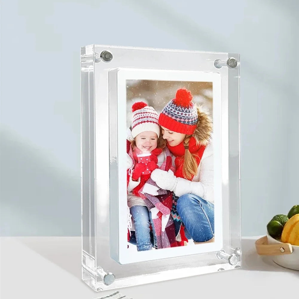 Cuttest Gift Acrylic Digital Photo Frame 5 Inch 1000Mah Vertical Display IPS Screen 2G Memory Battery Porta Retrato Digital